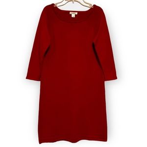 Garnet Hill Dark Red Merino Wool Sweater Dress XS
